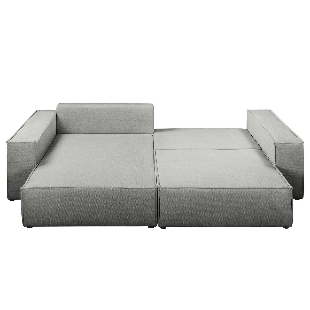 ECKSOFA mit Schlaffunktion - 255 cm - Dunkelgrau/Schwarz, Kunststoff/Textil (255/148cm) - home24