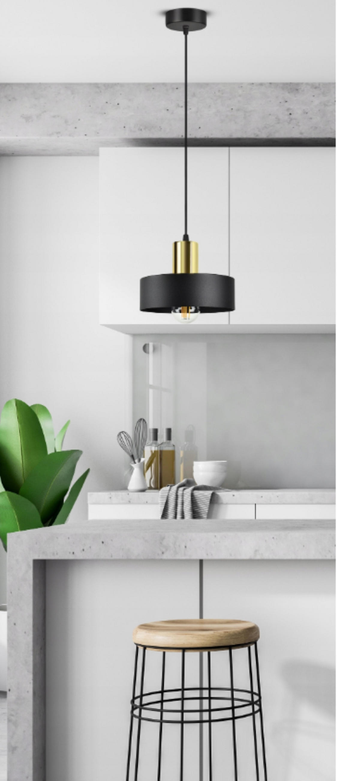PENDELLEUCHTE BLACKSPOT - Goldfarben/Schwarz, Metall (20/20/100cm) - kiki design