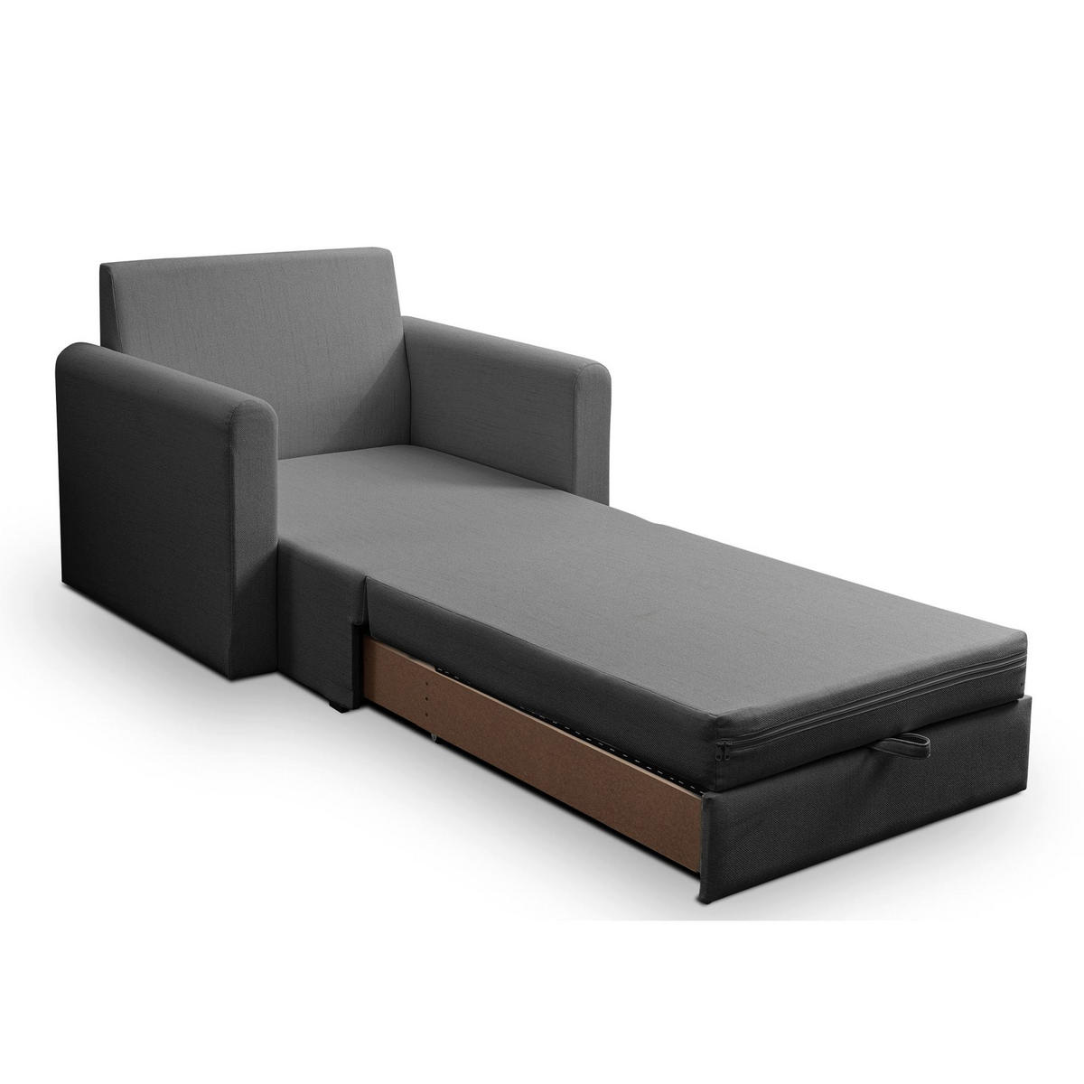 SCHLAFSESSEL Dejano Dunkelgrau 75x196 cm - Dunkelgrau/Schwarz, Holz/Textil (103/90/115cm) - Selsey