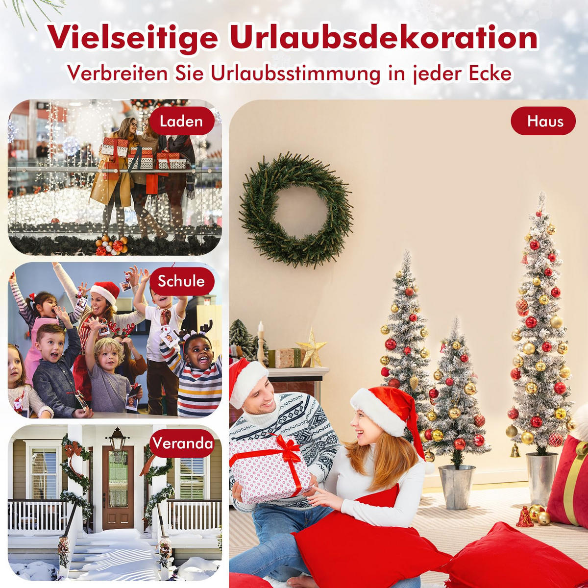 WEIHNACHTSBAUM mit Schnee 90/120/150 cm grün und weiß(3-tlg) - Grün, Metall (150cm) - COSTWAY