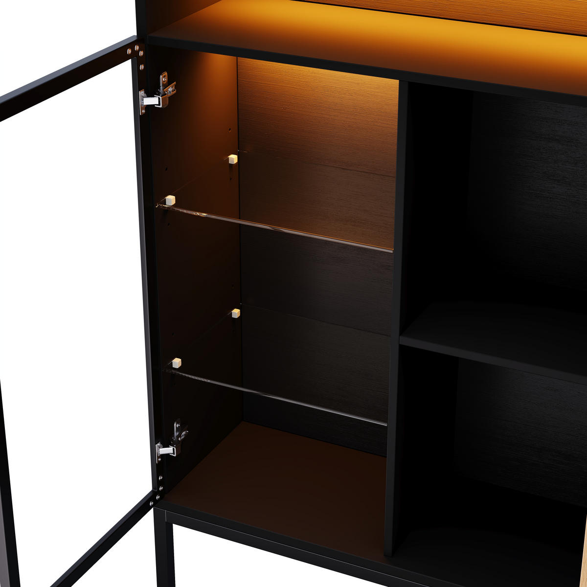 VITRINE 80x30x110 cm mit LED und Glastür - Schwarz/Braun, Holzwerkstoff (80/110/30cm) - FLIEKS
