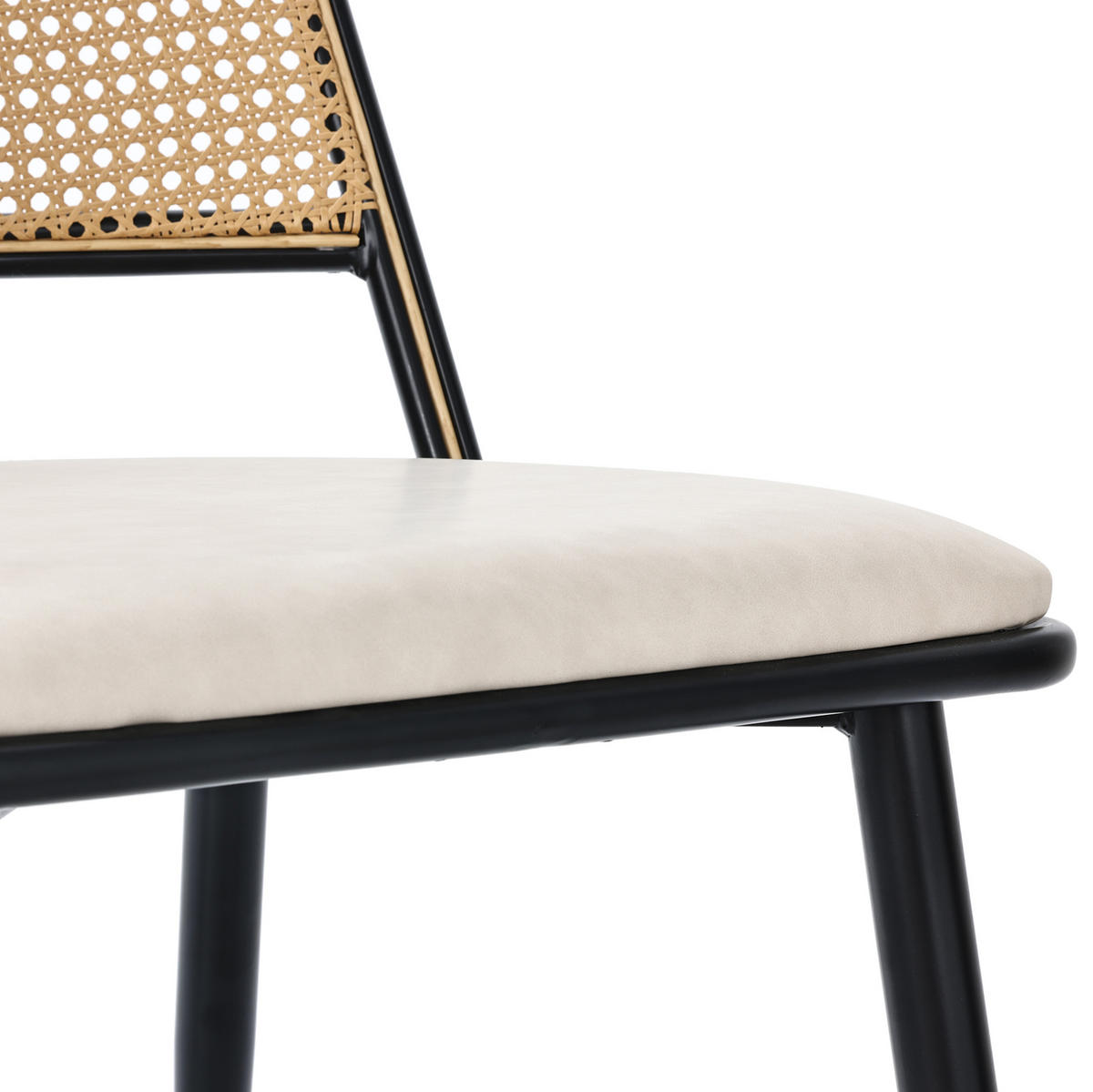 ESSZIMMERSTUHL 4er-Set mit PU-Sitz und Rattan-Rückenlehne Schwarz - Schwarz, Metall (46/80/48.2cm) - Meubliv