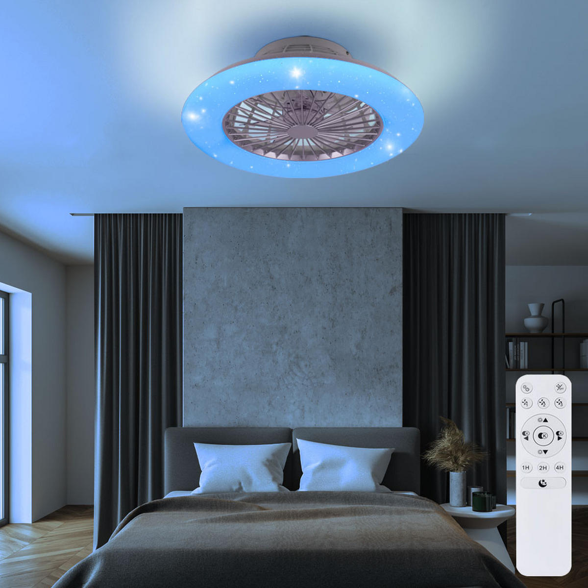 LED DECKENLEUCHTE Deckenventilator Weiß - Weiß, Kunststoff (50/50/16cm)