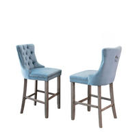 BARHOCKER DE-36292 2er-Set mit Knopfsteppung und Ziernieten Hellblau - Hellblau, Holz (50/103/60cm) - ComfortXL