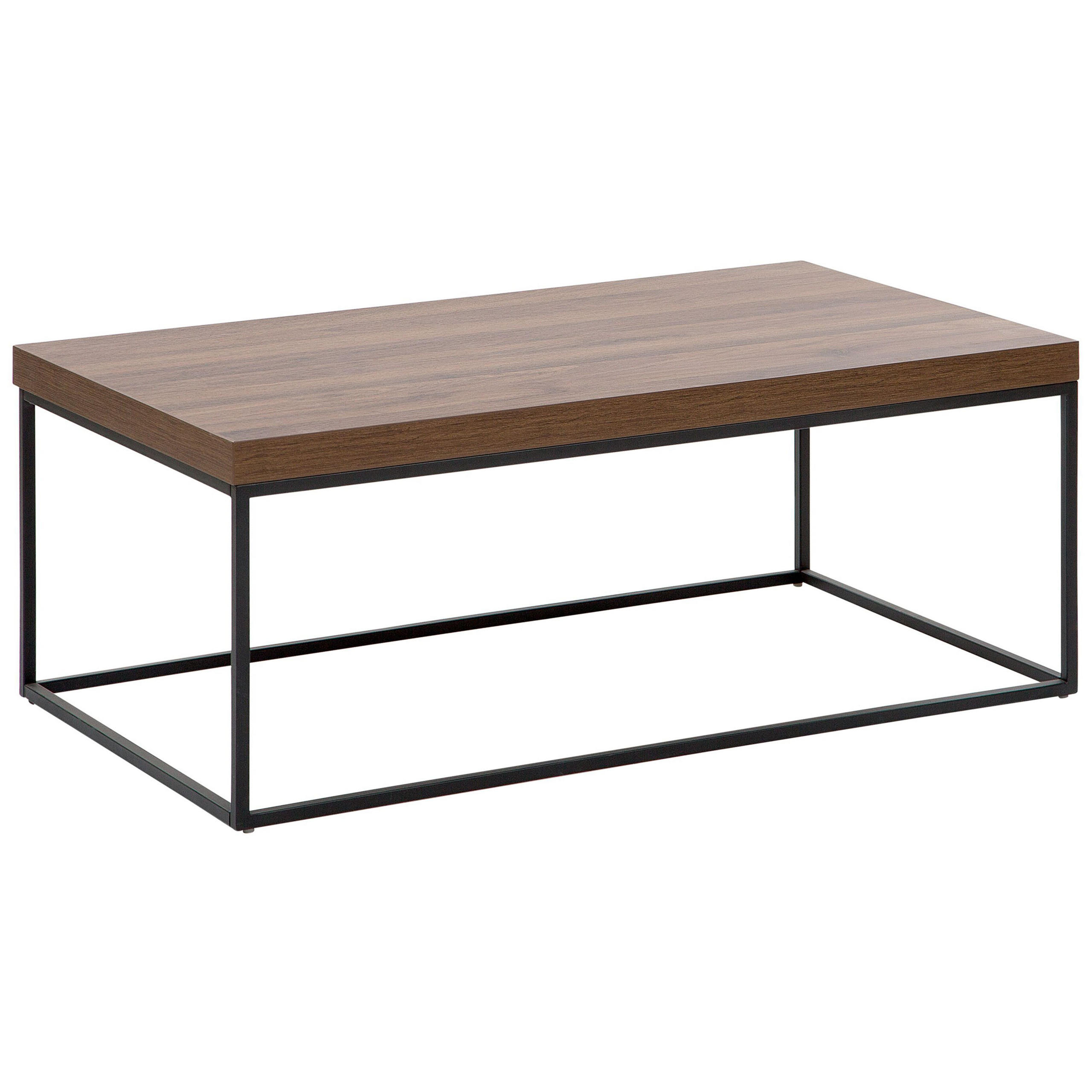COUCHTISCH dunkler Holzfarbton/schwarz rechteckig 100/60/40 cm Delano - Dunkelbraun/Schwarz, Holzwerkstoff (60/100/40cm) - Beliani