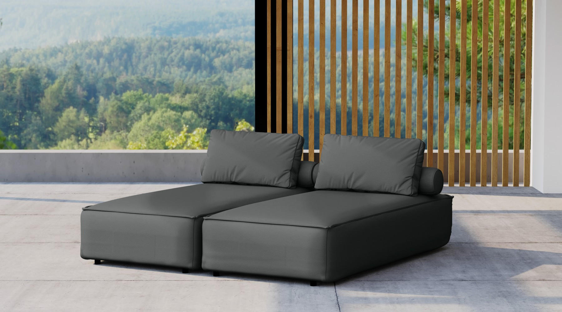 GARTENCHAISELONGUE Doppelter MALIBU Anthrazit - Anthrazit, Holz (180/73/194cm) - Kaiser Möbel