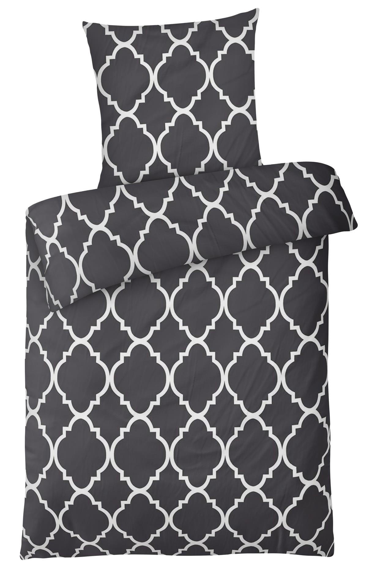 BETTWÄSCHE-RENFORCE 200x200 Anthrazit Muster, Bettbezug aus 100% Baumwolle - Anthrazit, Textil (200/200cm) - Carpe Sonno