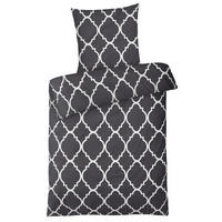 BETTWÄSCHE-RENFORCE 200x200 Anthrazit Muster, Bettbezug aus 100% Baumwolle - Anthrazit, Textil (200/200cm) - Carpe Sonno