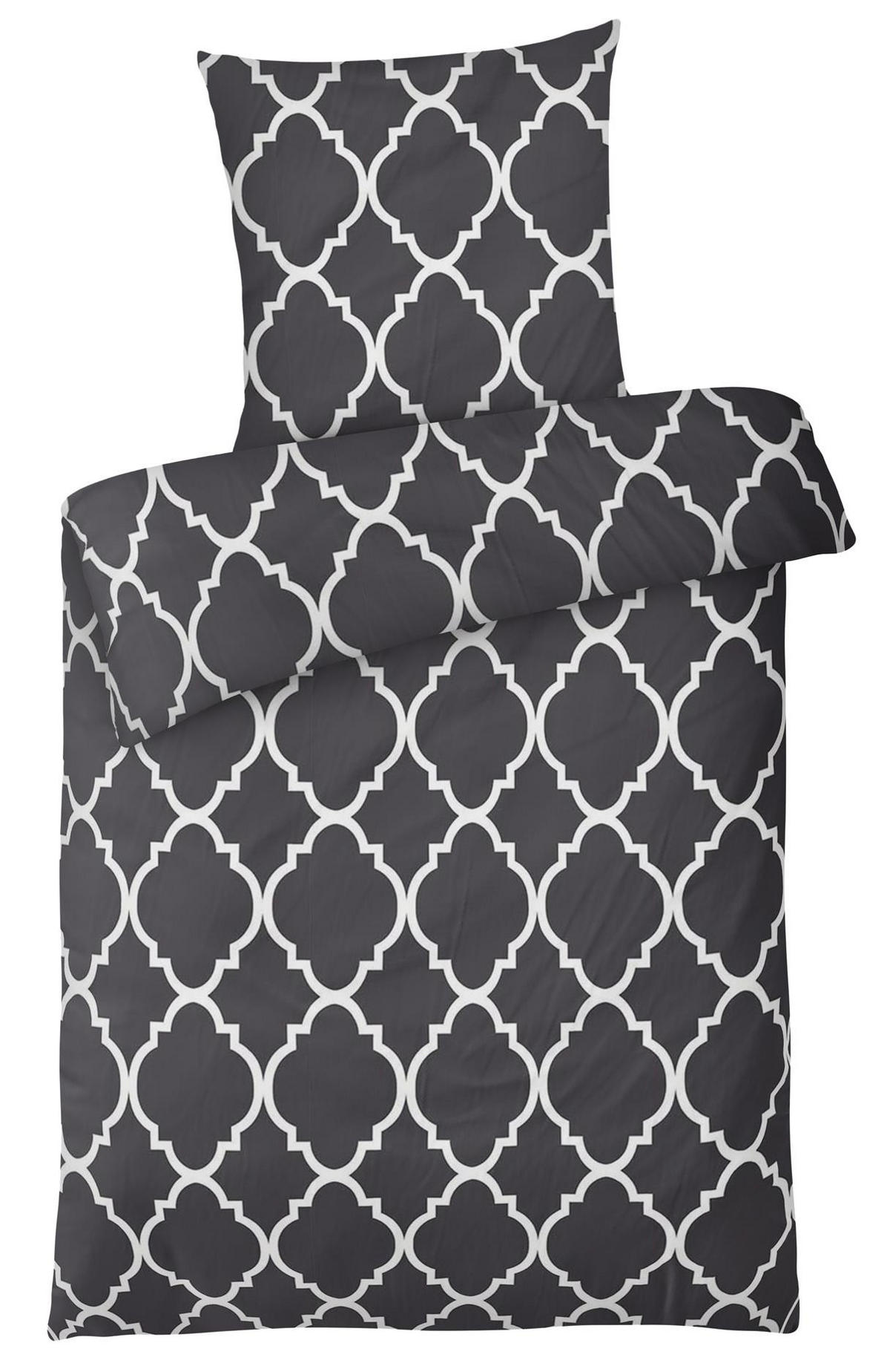BETTWÄSCHE-RENFORCE 200x200 Anthrazit Muster, Bettbezug aus 100% Baumwolle - Anthrazit, Textil (200/200cm) - Carpe Sonno
