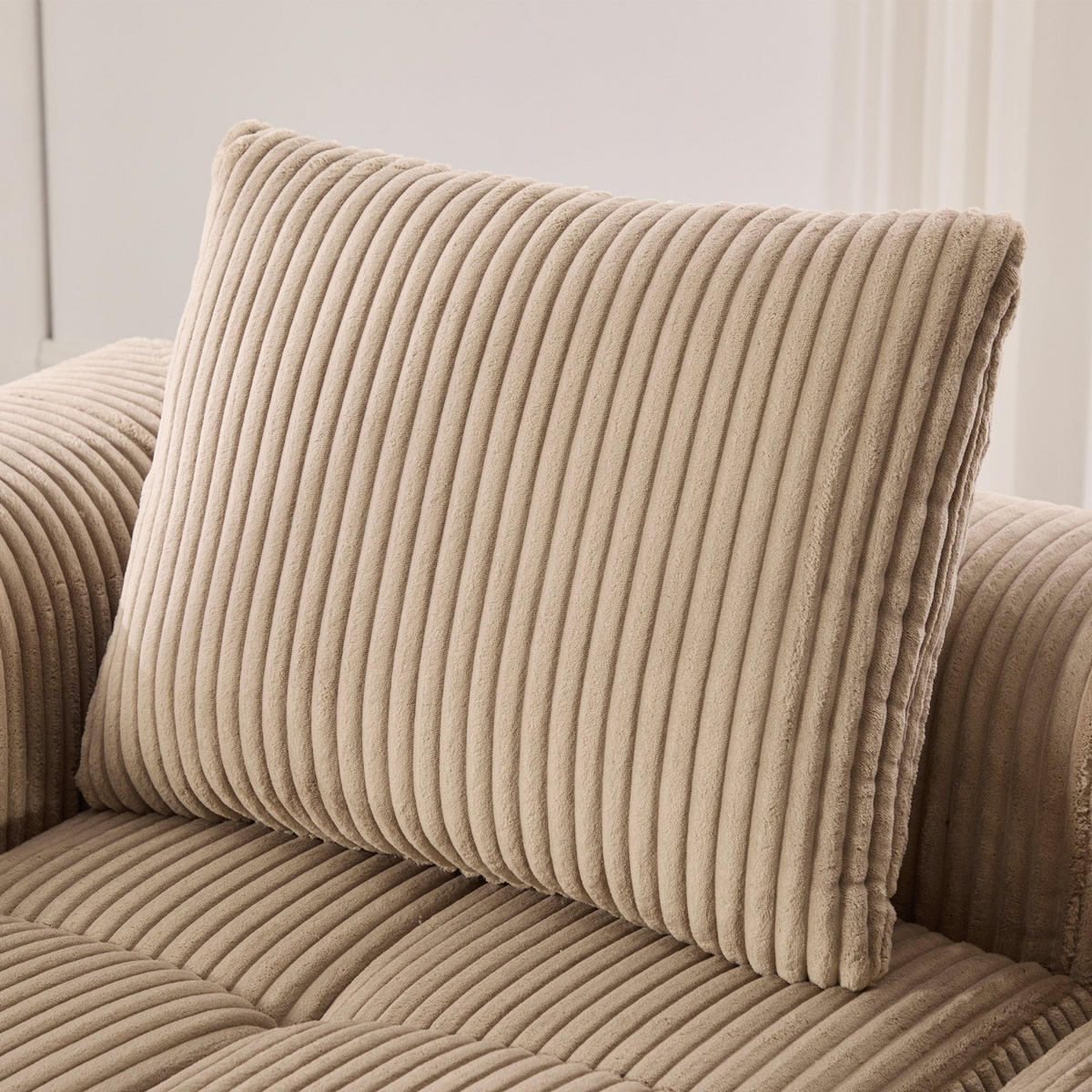 ECKSOFA mit Seitentasche und Getränkehalter, inkl. Kissen, Hellbraun - Hellbraun, Textil (253/61/158cm) - Kaket
