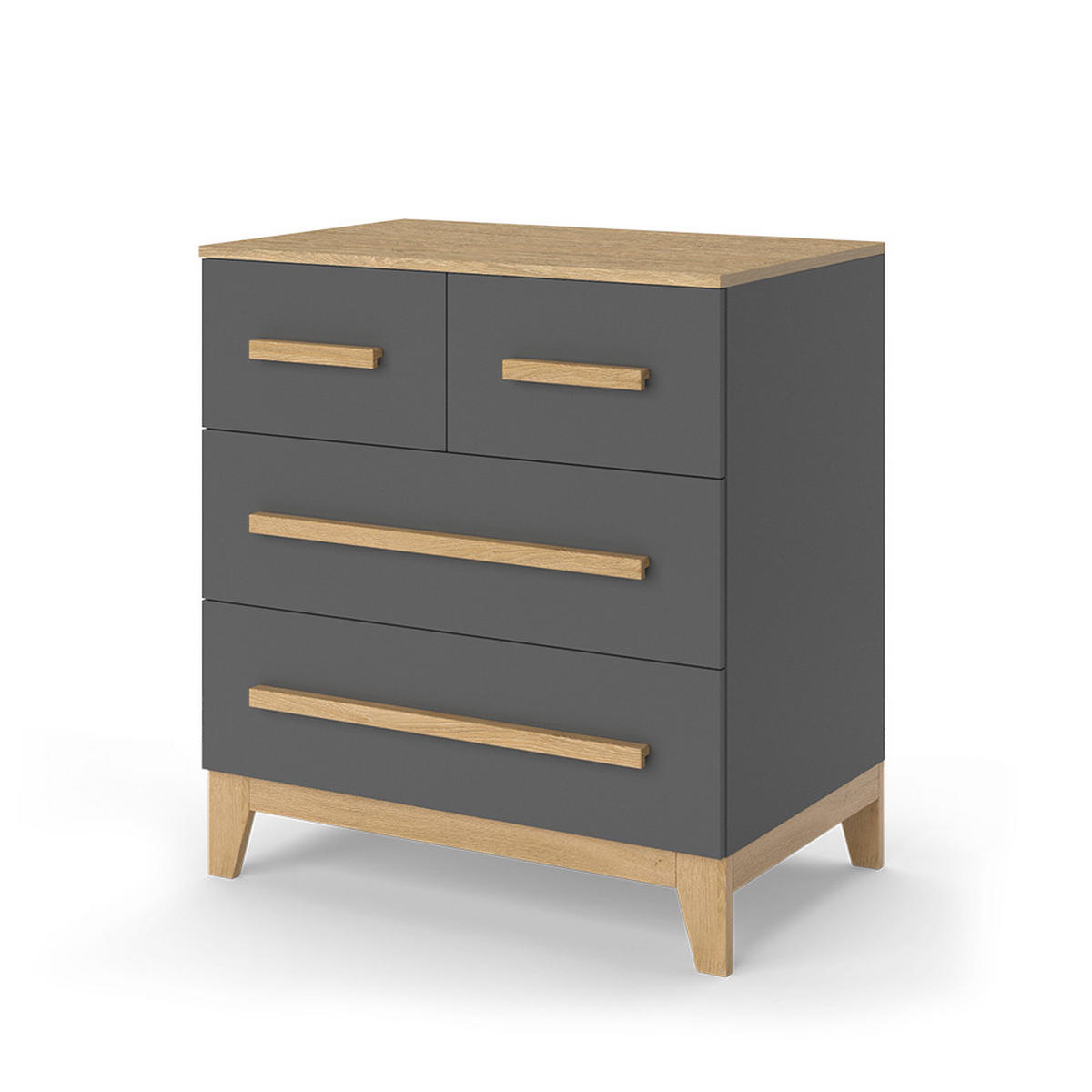 KOMMODE Malia Grau/Eiche 80 x 88 cm mit 4 Schubladen - Eichefarben/Grau, Holzwerkstoff (80/88/53.4cm) - VitaliSpa