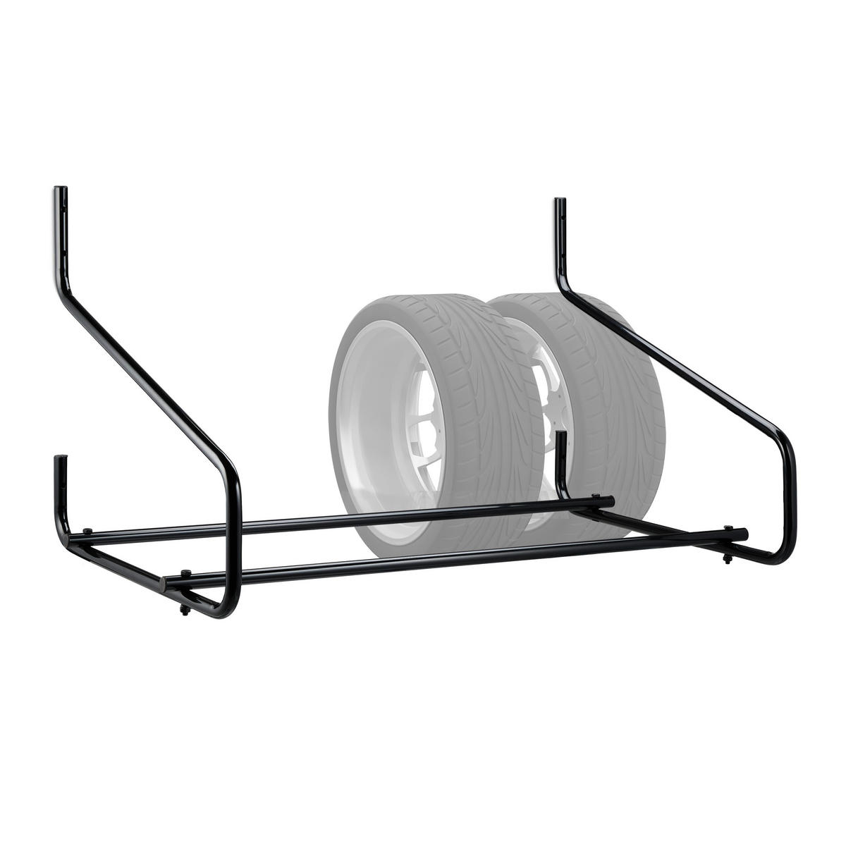 REIFENREGAL Wandmontage - Schwarz, Metall (117.5/67/74cm) - Relaxdays
