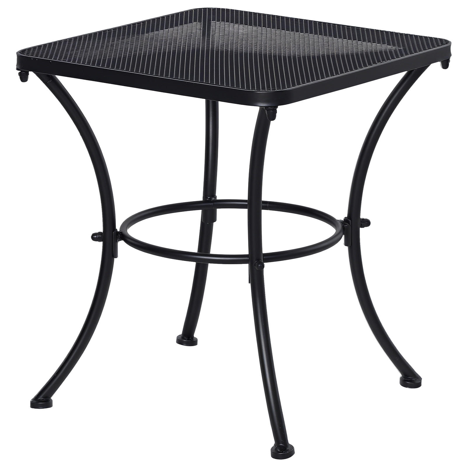 BEISTELLTISCH DE-07292 rechteckig mit Mesh-Stil, wetterfest Schwarz - Schwarz, Metall (45/45/50cm) - ComfortXL
