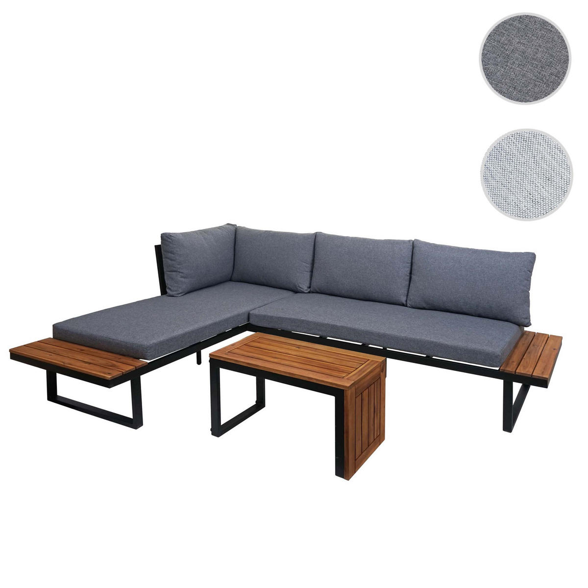 GARTEN GARNITUR 3ER-SET Braun, Grau - Braun/Grau, Holz - MCW