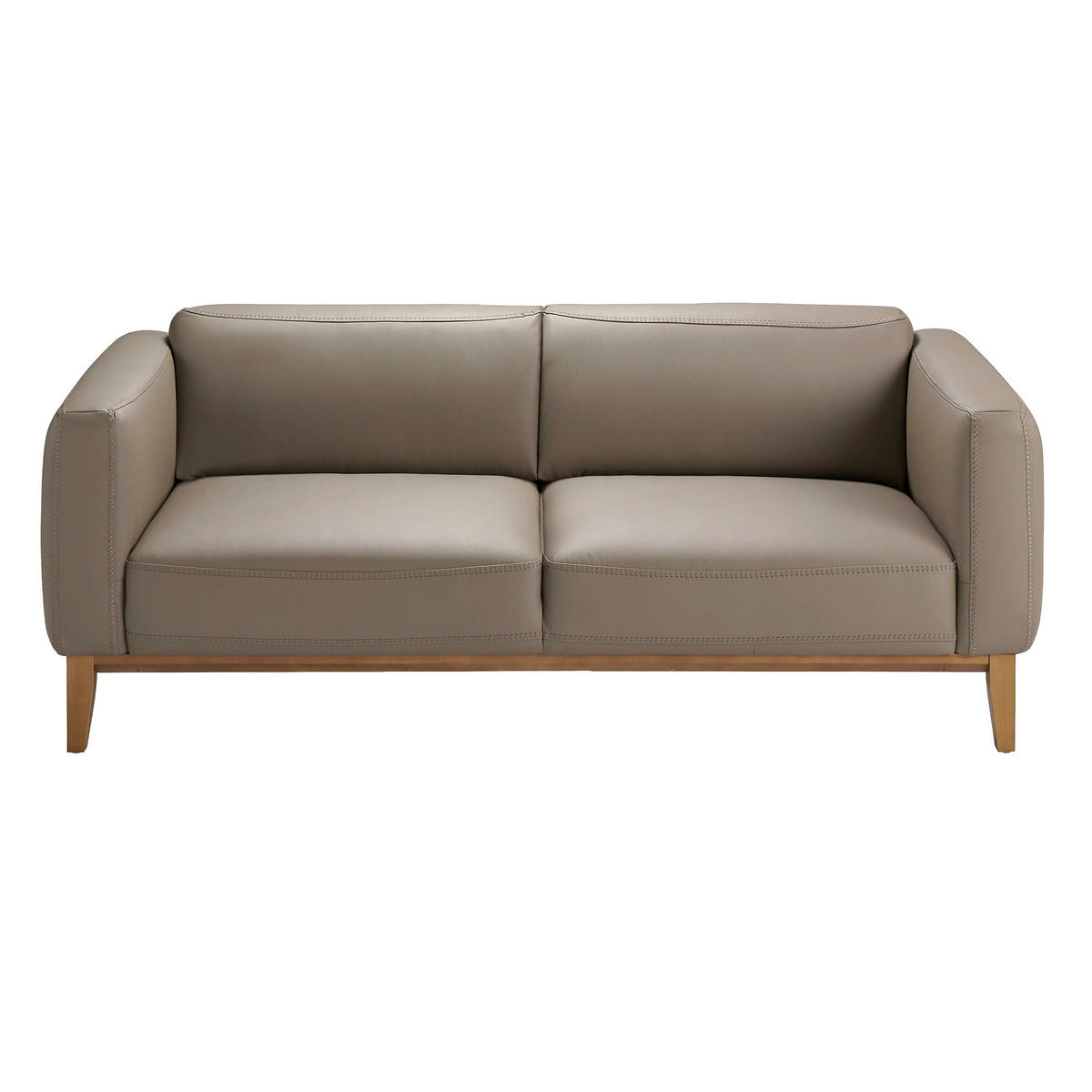 SOFA 3-SITZER Walnuss Nerz 209/92/77 cm - Taupe/Walnussfarben, Leder (209/77/92cm) - ANGEL CERDA