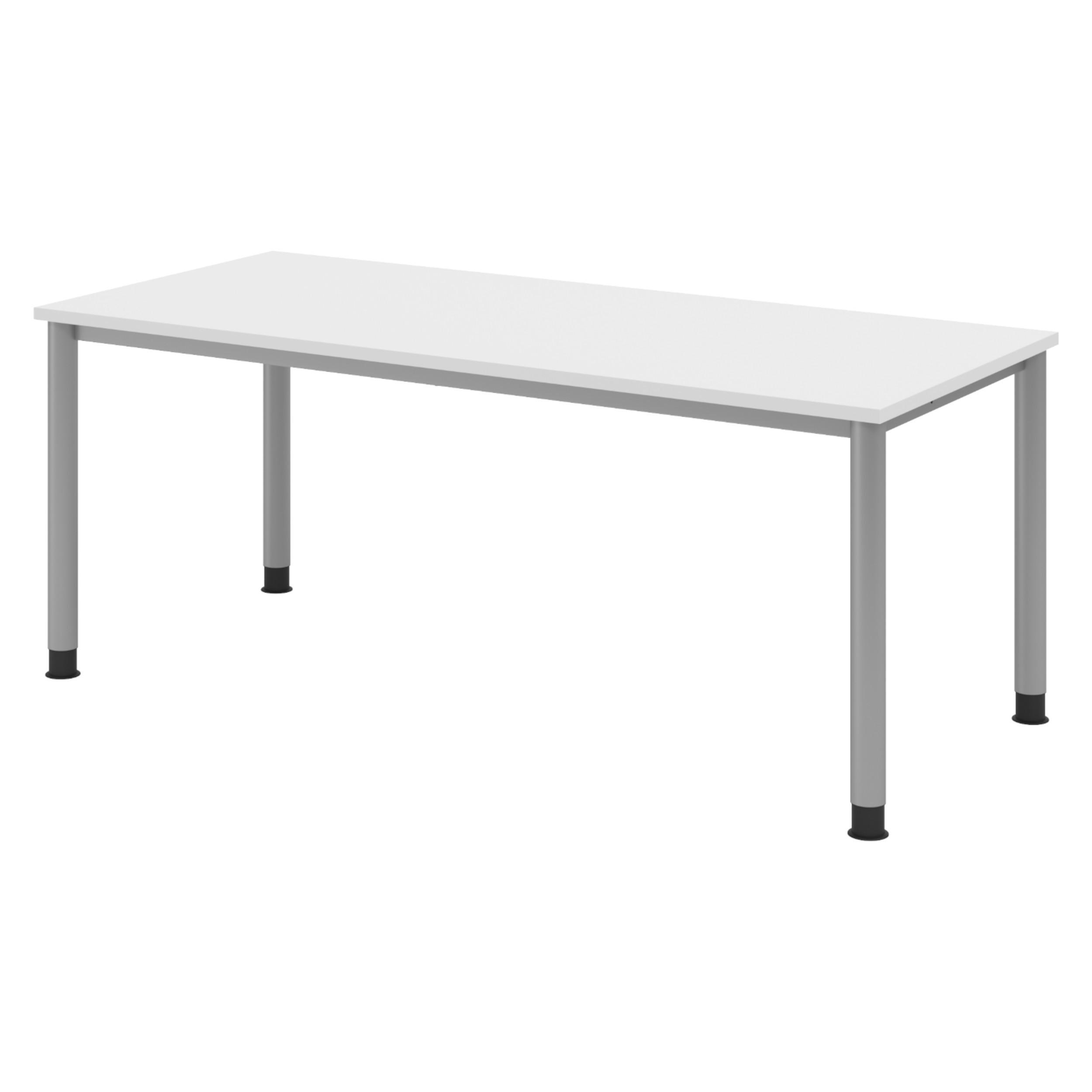 SCHREIBTISCH Serie-H Gestell: Silber 80/180/74 cm in Weiß - Weiß, Holzwerkstoff (80/180/74cm) - bümö
