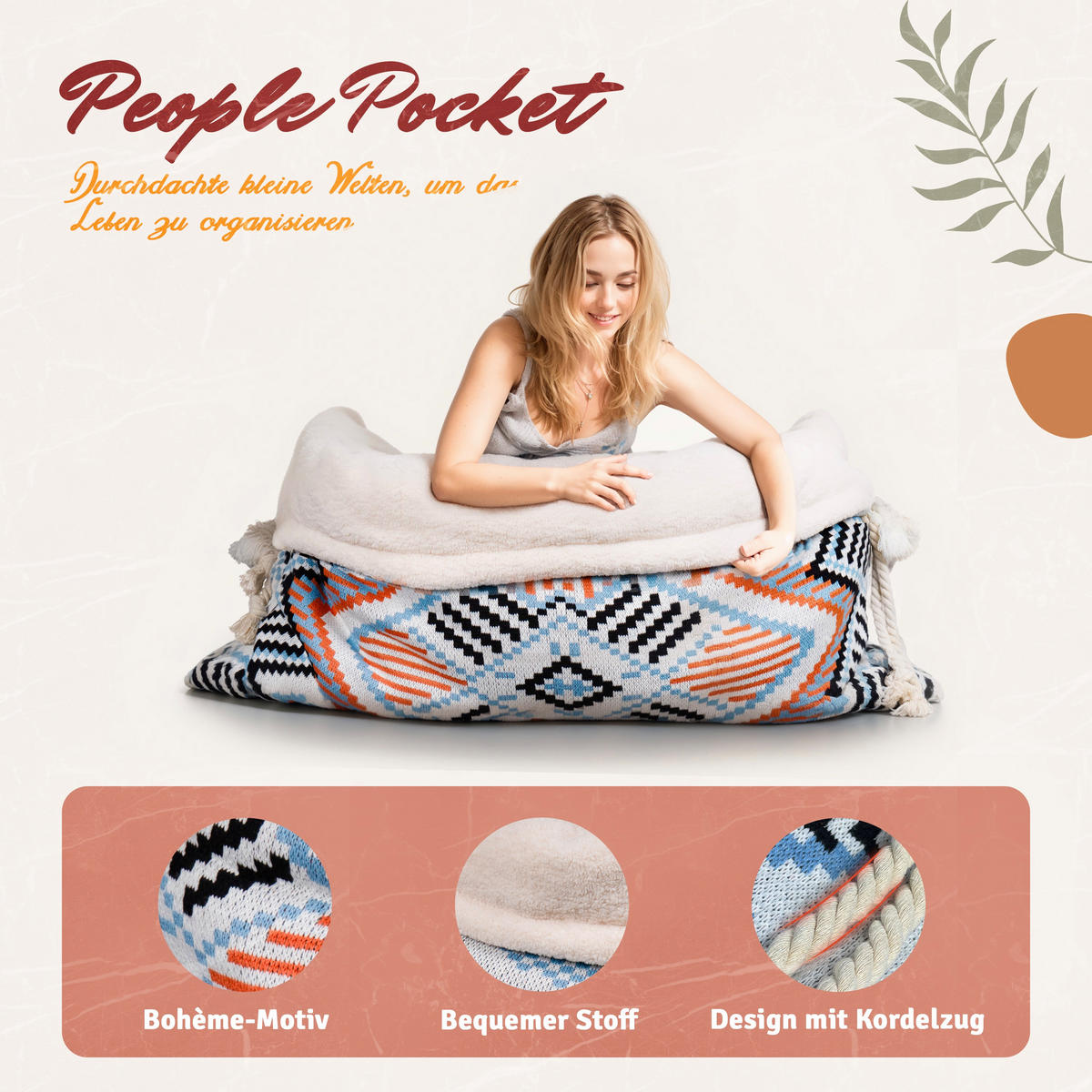 KUSCHELDECKE in Taschenform - Multicolor, Textil (80/130cm) - Vercart