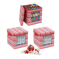 3XWEIHNACHTSKUGEL-AUFBEWAHRUNGSBOX - Multicolor, Wellpappe/Kunststoff (33/33/33cm) - Relaxdays