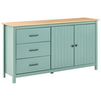 SIDEBOARD mit 2 Türen Kiefernholz Grün Leonora - Hellbraun/Braun, Holz (150/80/40cm) - Beliani