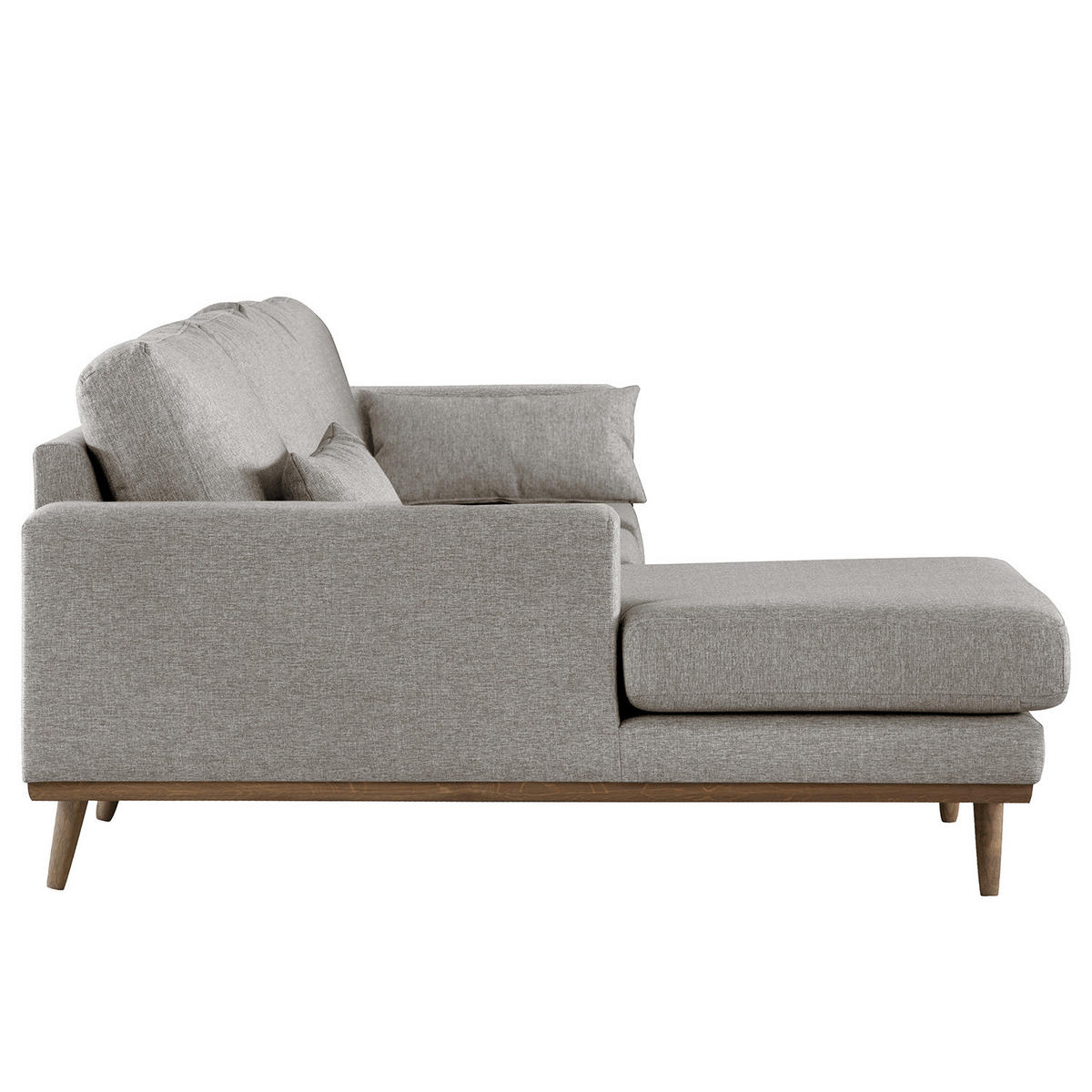 ECKSOFA mit Longchair - Eichefarben/Graubraun, Eichenholz/Textil (281/153cm) - home24