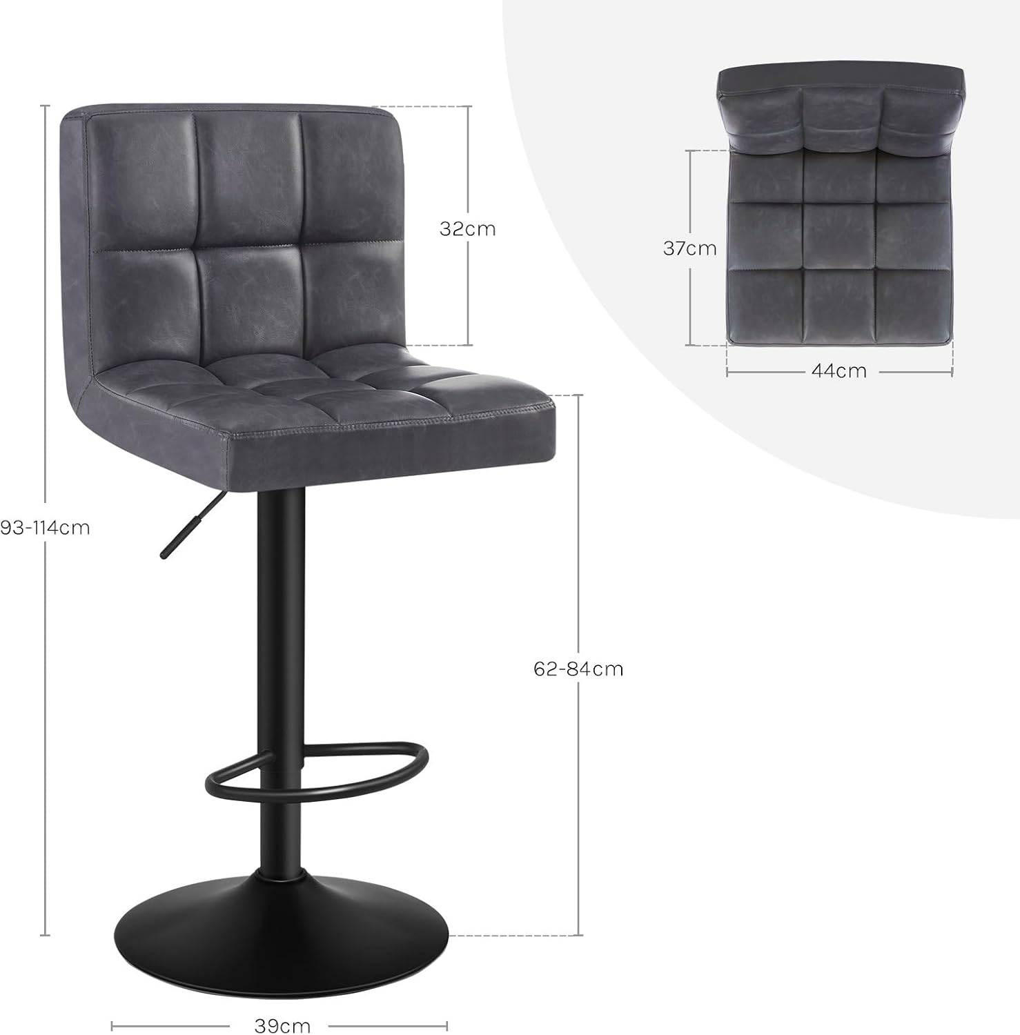 Thumbnail - Woltu Barhocker, Anthrazit, Metall, 44x114x39 cm, Esszimmer, Barmöbel, Barhocker