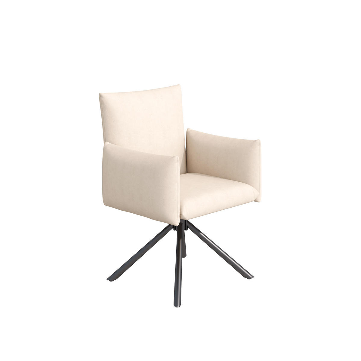 ESSZIMMERSTUHL 6er-Set drehbar mit Armlehnen Samt Beige - Beige, Metall (60/88/60.1cm) - Meubliv