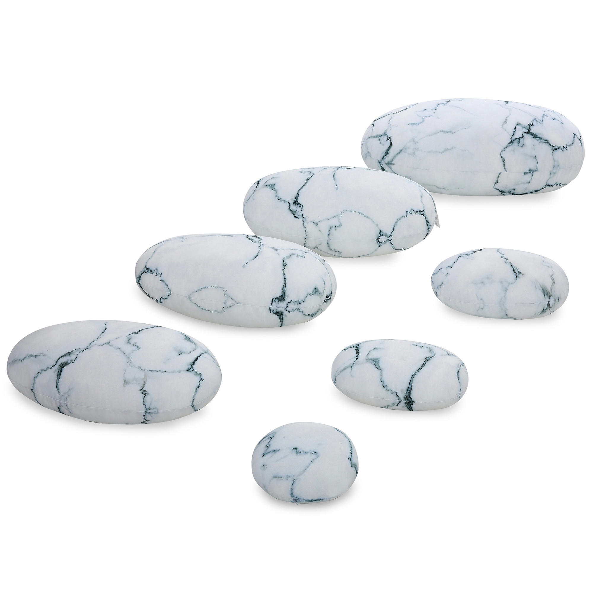 STEIN Weißer Marmor Kissen 7er-set - Weiß, Textil (76/40cm) - Vercart