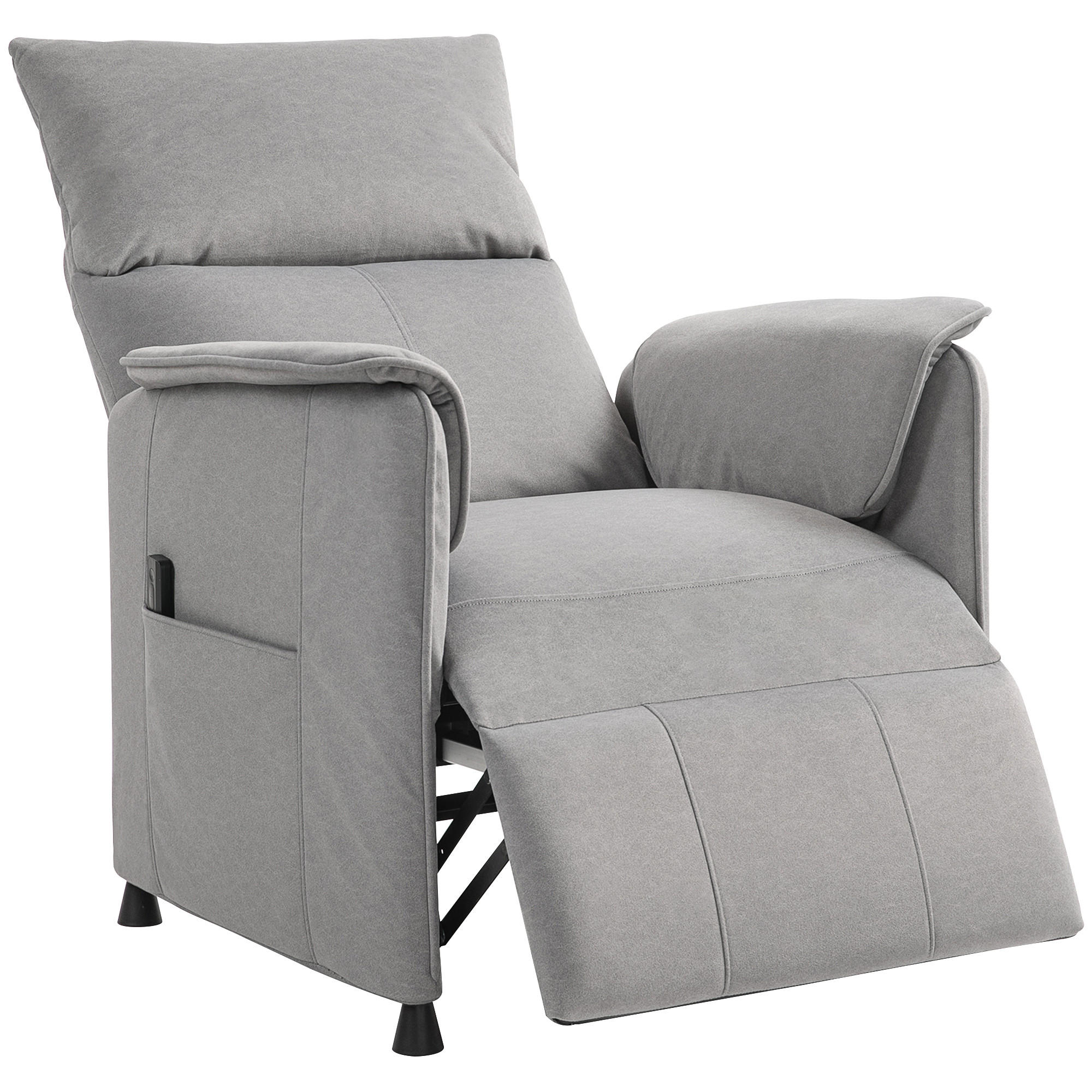 RELAXSESSEL Elektrisch Fernsehsessel mit Liegefunktion, Bürstenloser Motor Grau - Grau, Kunststoff (80/104/83cm) - HOMCOM