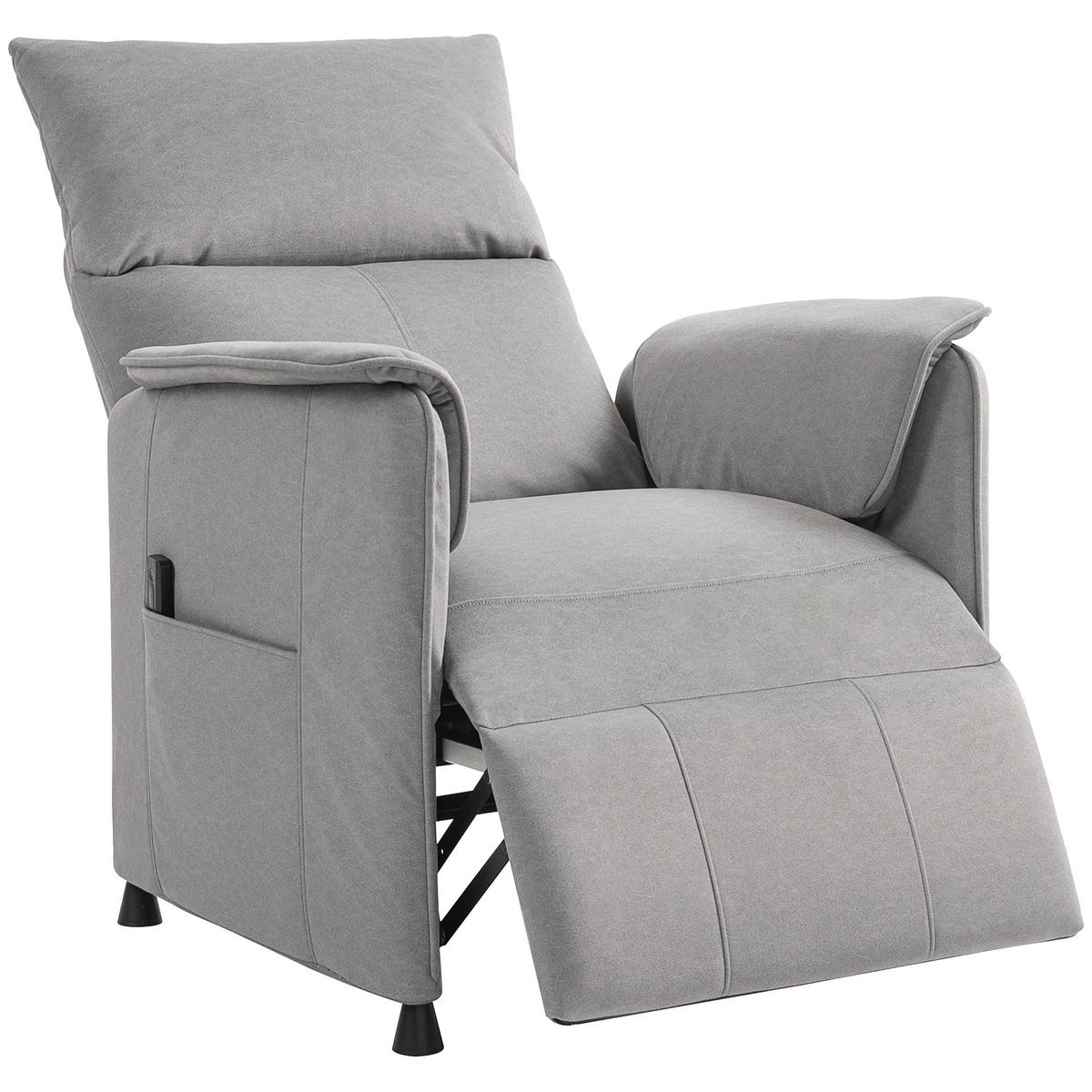 RELAXSESSEL Elektrisch Fernsehsessel mit Liegefunktion, Bürstenloser Motor Grau - Grau, Kunststoff (80/104/83cm) - HOMCOM