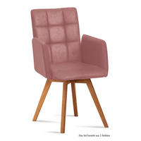 ARMLEHNSTUHL (2er-Set) Dione 52x91x60 Eiche geölt/Rosewood - Eichefarben/Dunkelrosa, Kunststoff (60/91/52cm) - 58aufmkessel