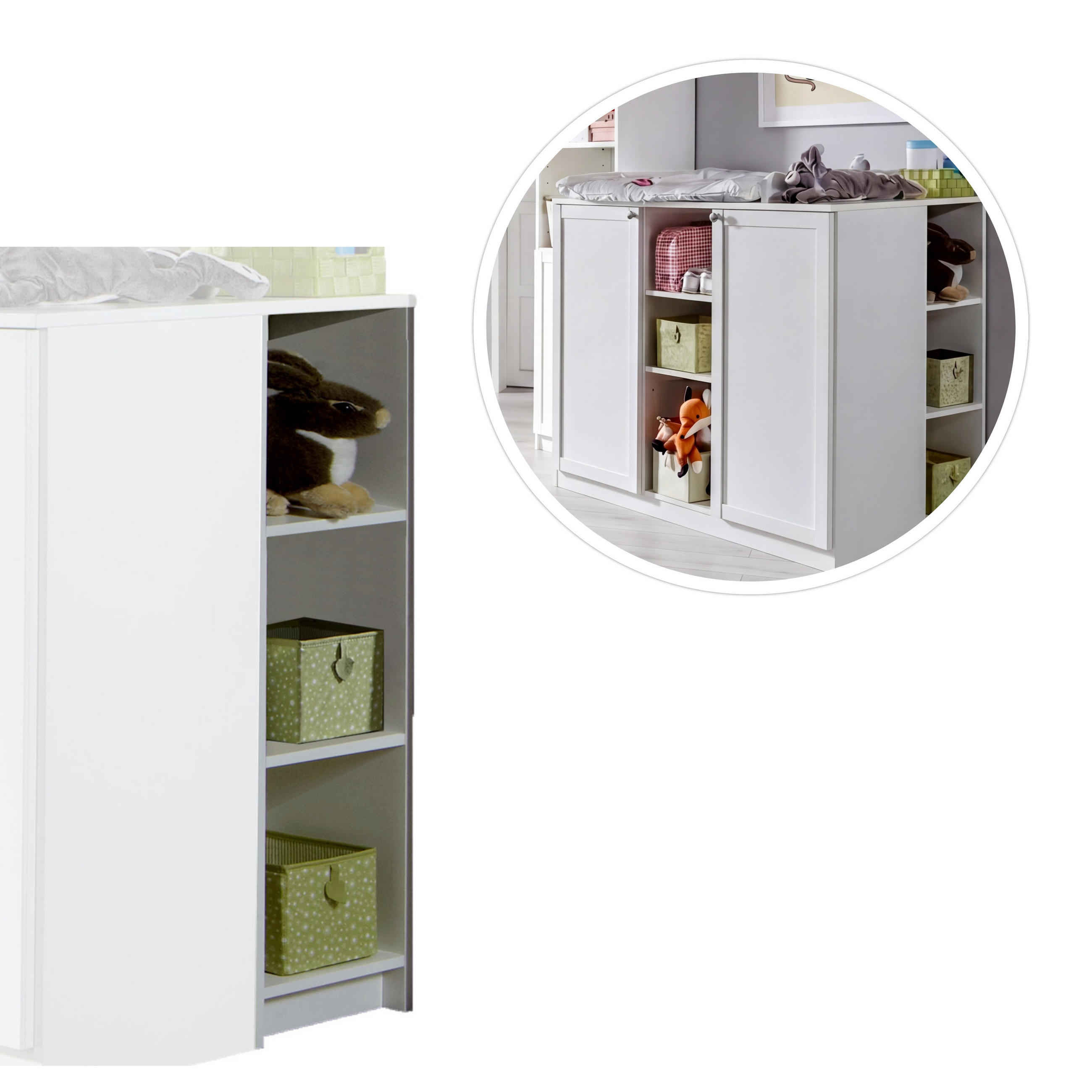 BABYZIMMER-ZUBEHÖR: Unterschrank für Wickelkommode, Landhausstil Weiß / 22800-03 - Weiß, Holzwerkstoff/Metall (35/91/38cm) - luma-home
