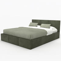 POLSTERBETT mit Stauraum Khaki 120x200cm Kopfteil 88cm - Olivgrün, Holzwerkstoff/Textil (120/200cm) - Muralo