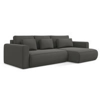 ECKSOFA mit Schlaffunktion Samt Stoff Grau - Dunkelgrau/Schwarz, Kunststoff/Textil (278/149cm) - LaMiaSofa