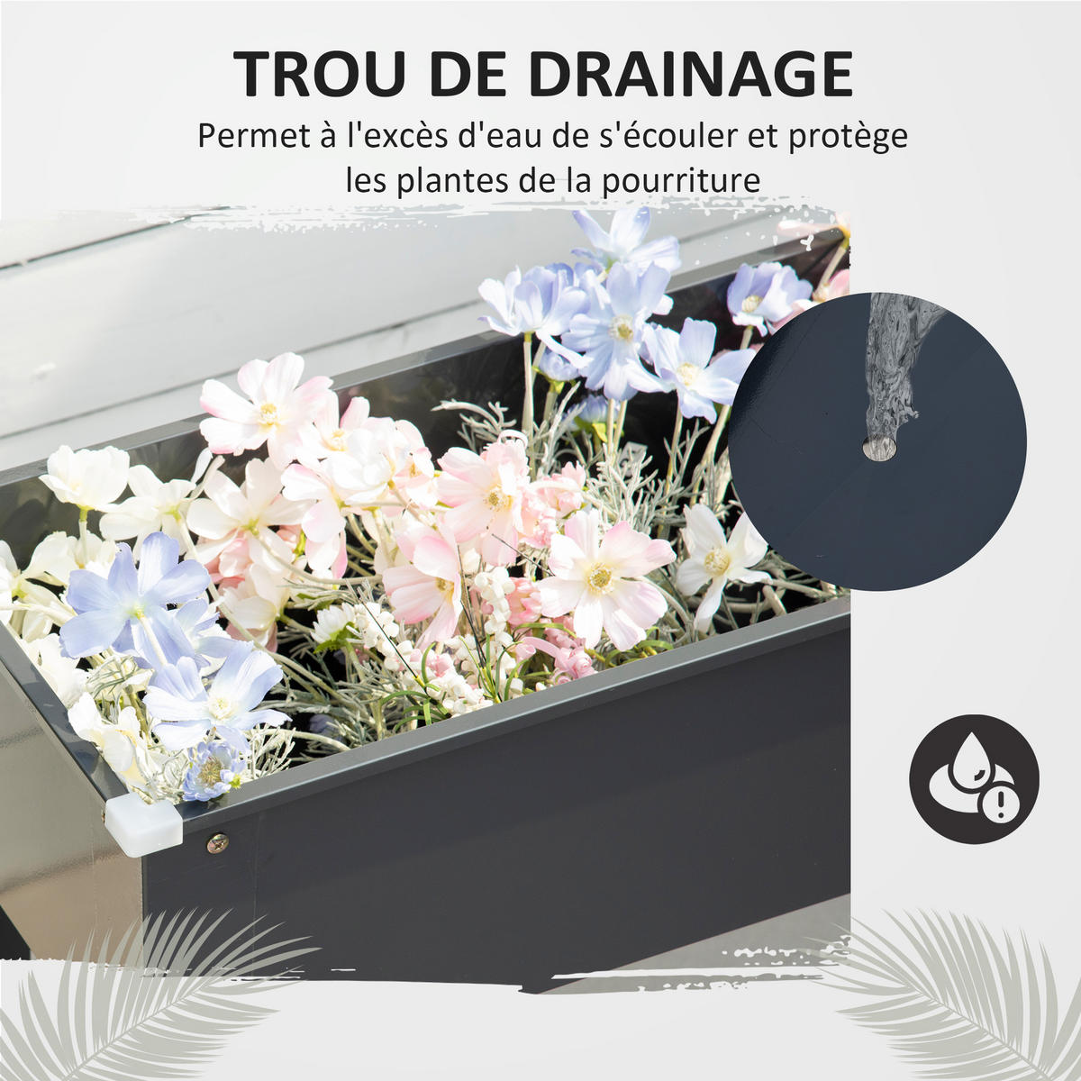 HOCHBEET DE-15979 mit Abflussloch Schwarz - Schwarz, Metall (100/80/30cm) - ComfortXL
