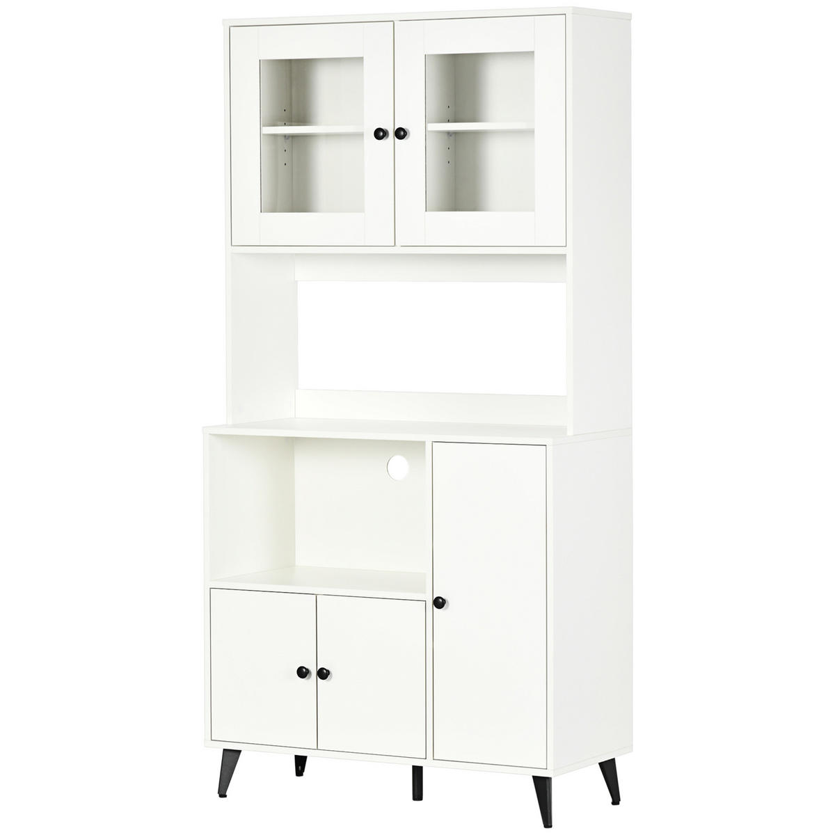 BUFFET DE-11328 3 Schränke mit Glasfront & Kabeldurchlass Weiß - Weiß, Holzwerkstoff (40/180/90cm) - ComfortXL