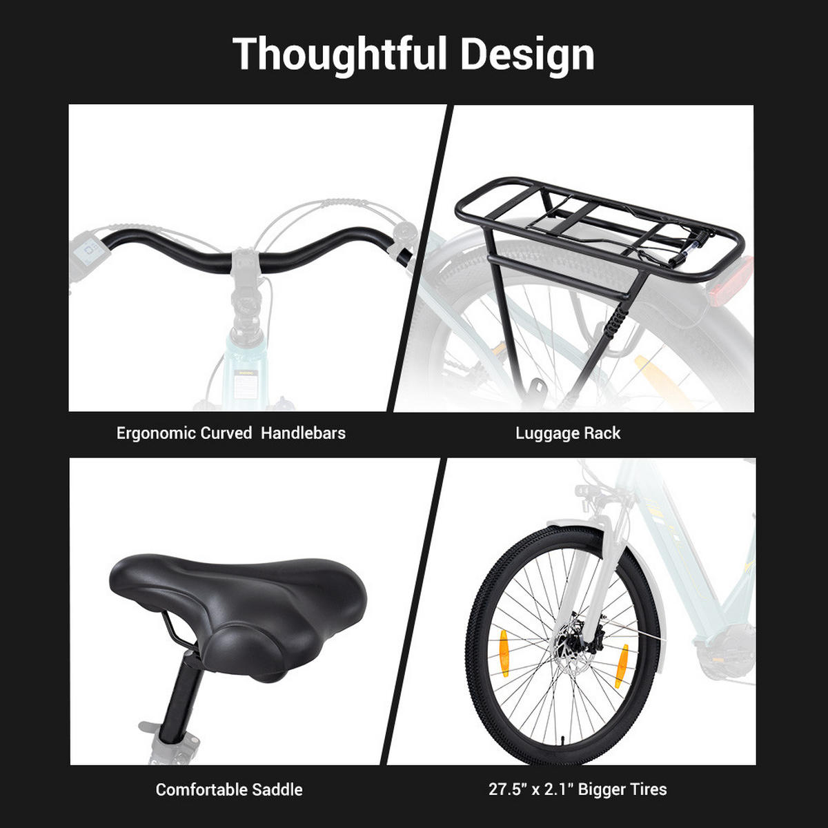 E-BIKE Touroll Urbano 3 – Leistungsstarker Mittelmotor für mühelose Fahrten - Blau, Metall (80cm)