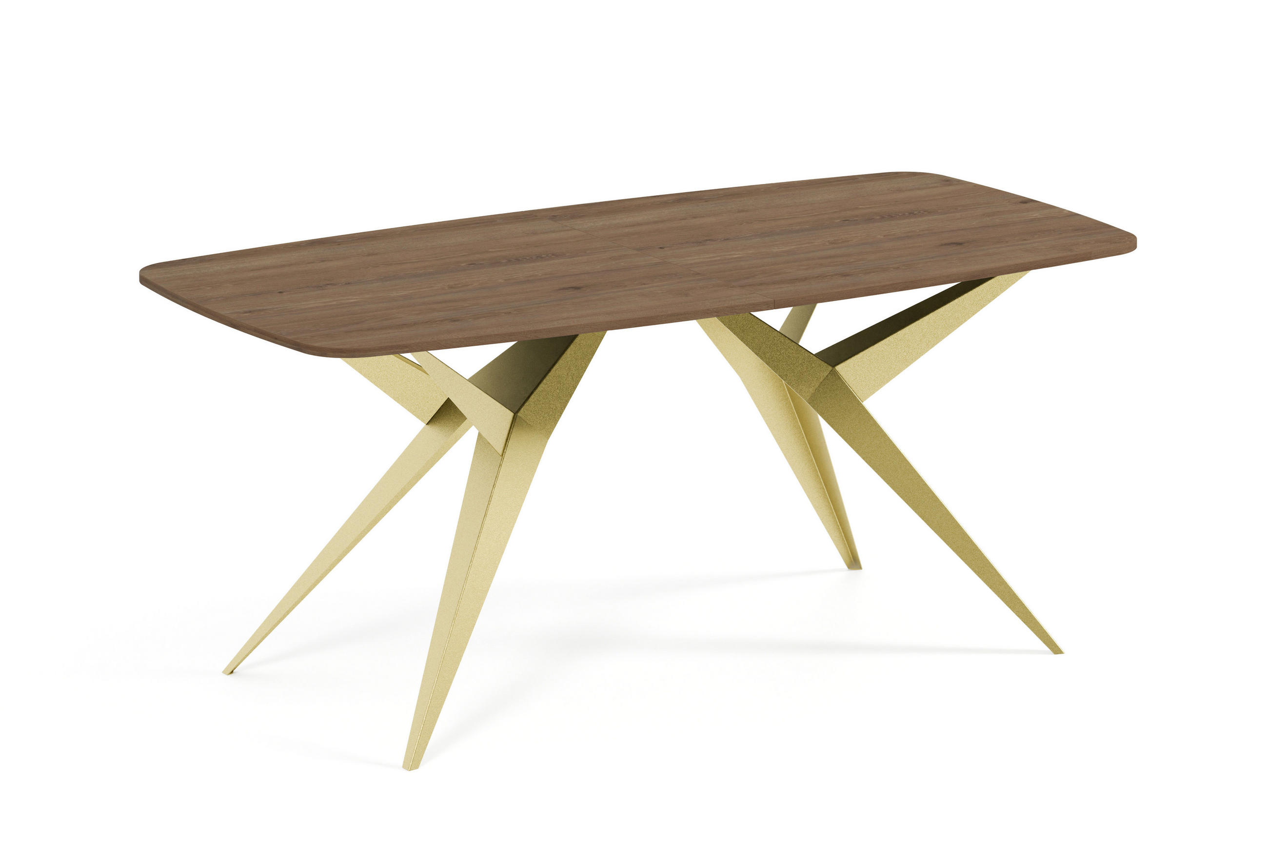 ESSTISCH AXIS - Wildeiche/Goldfarben, Holzwerkstoff/Metall (90/180/76cm) - Meblini