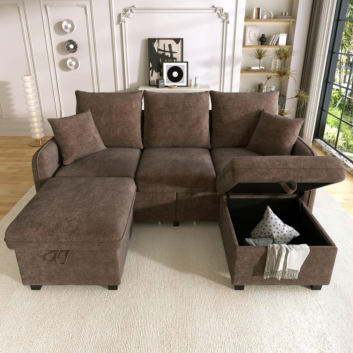 WOHNLANDSCHAFT DE-35347 mit Staufunktion Braun - Braun, Metall (186/86/188cm) - ComfortXL