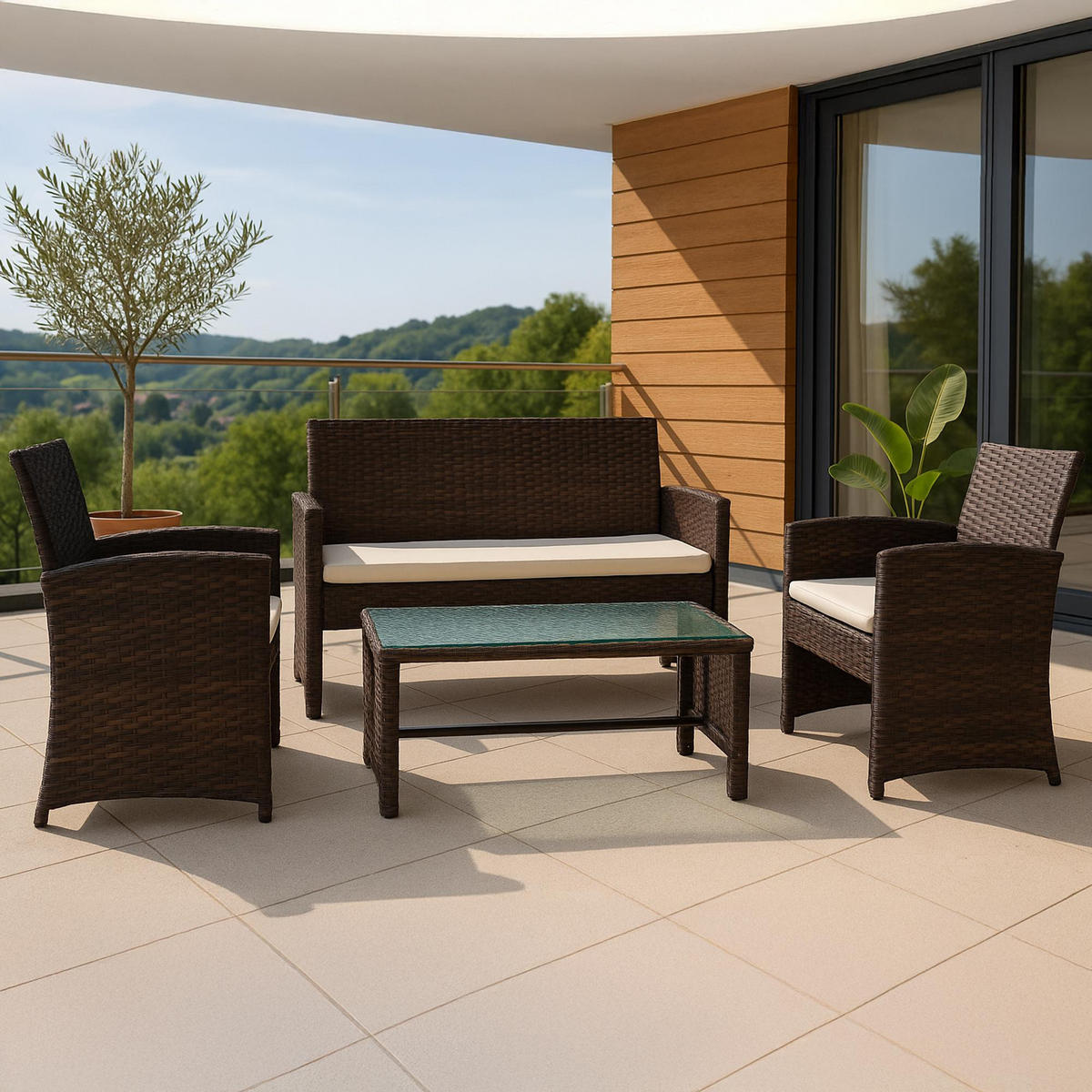 GARTENSITZGRUPPE Metall Braun (4-teilig) - Braun, Metall - CLP