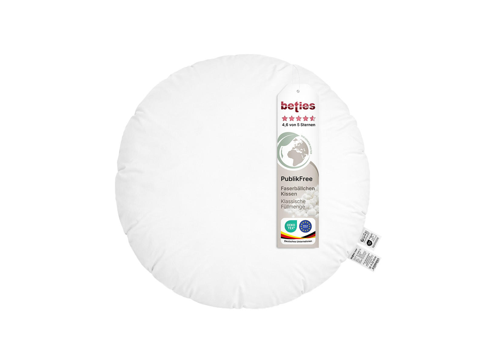 KISSENFÜLLUNG Rund PublikFree Faserbällchen 60 cm Ø - Weiß, Naturmaterialien/Kunststoff (60/60cm) - beties Heimtextil