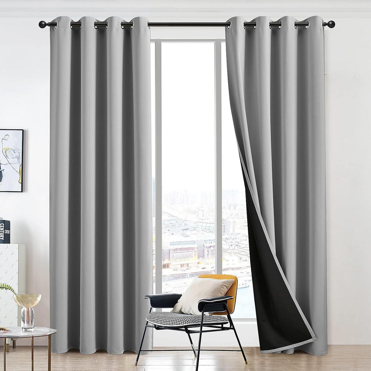 VERDUNKELUNGSVORHÄNGE, wärmeisolierend – 132 x 160 cm – 2 Stück, grau - Grau, Textil (132/160cm)