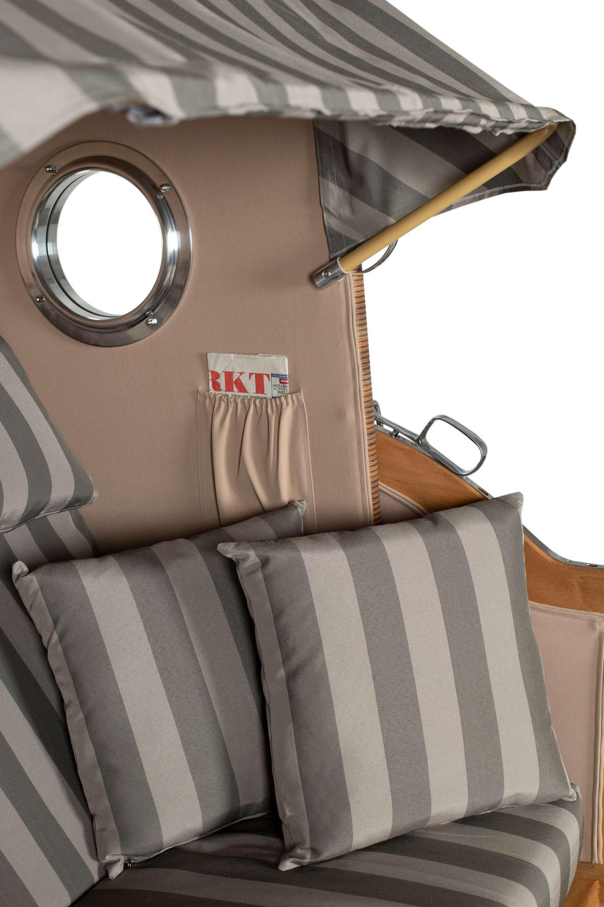 STRANDKORB XXL Düne Grande Teak Banana - Braun/Grau, Metall (142/170/95cm) - Mr. Deko