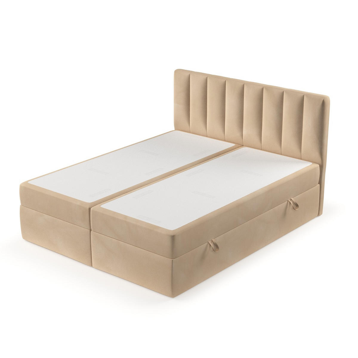 BOXBETT Bari 160/200 cm Beige im Kronos Stoff - Beige, Holz/Holzwerkstoff (160/200cm) - AltaBeds