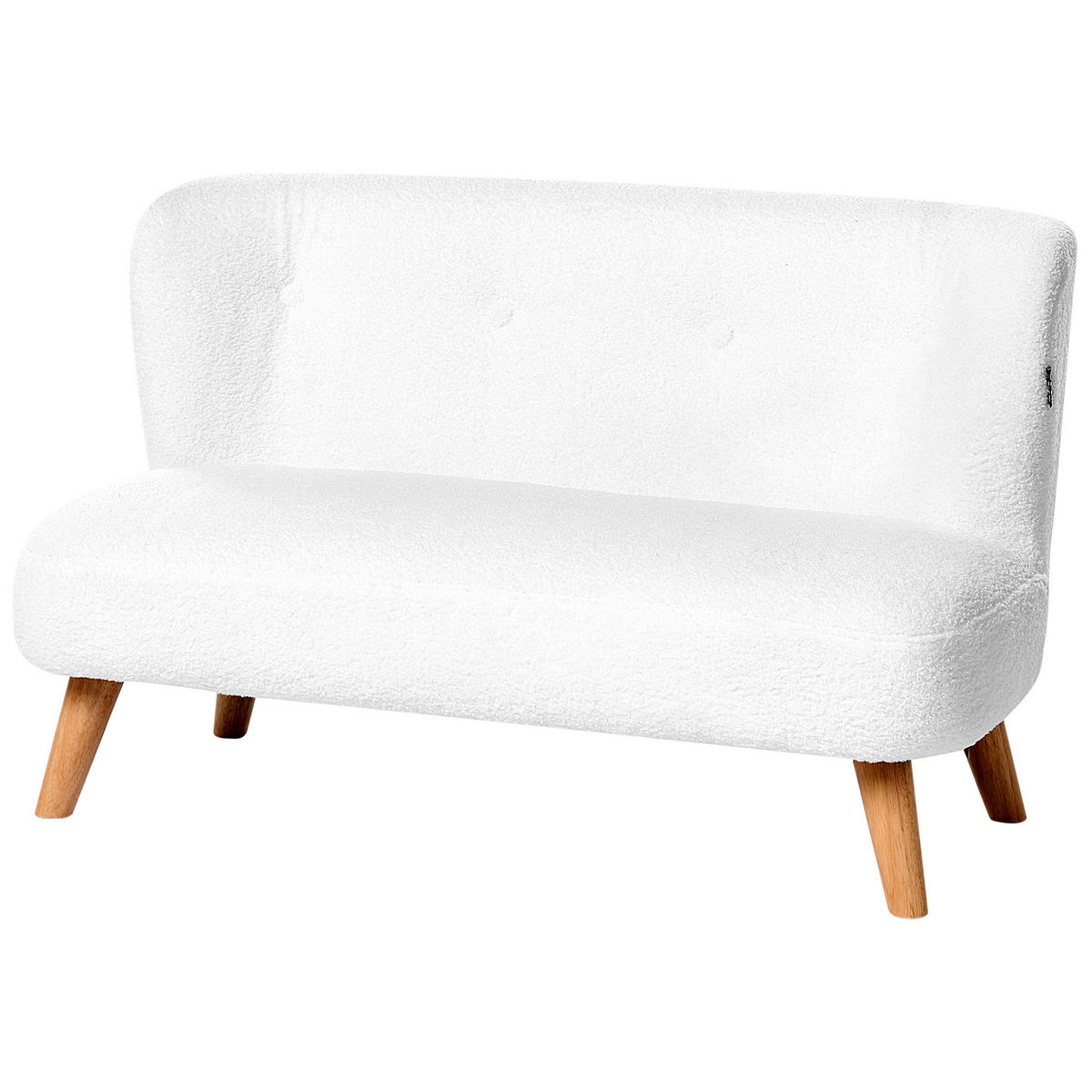 CANAPEA PENTRU COPII bouclé albă Lote - maro/alb, material textil (94/59/57cm) - Beliani