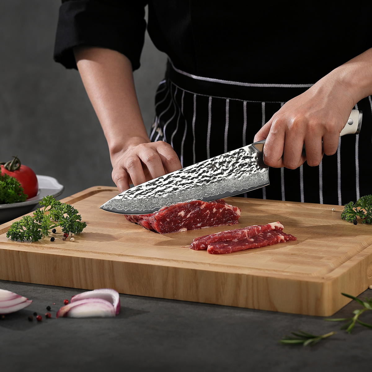 MESSERSET 5-tlg. 9-20 cm - Weiß, Holz/Metall - Wakoli