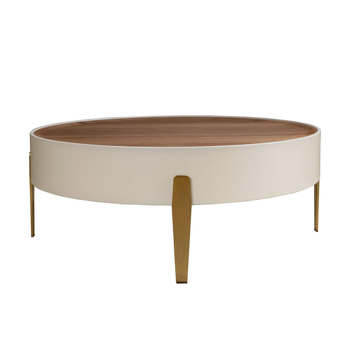 COUCHTISCH rund Beige Gold Walnuss 92/92/35 cm - Beige, Holzwerkstoff/Metall (92/92/35cm) - ANGEL CERDA
