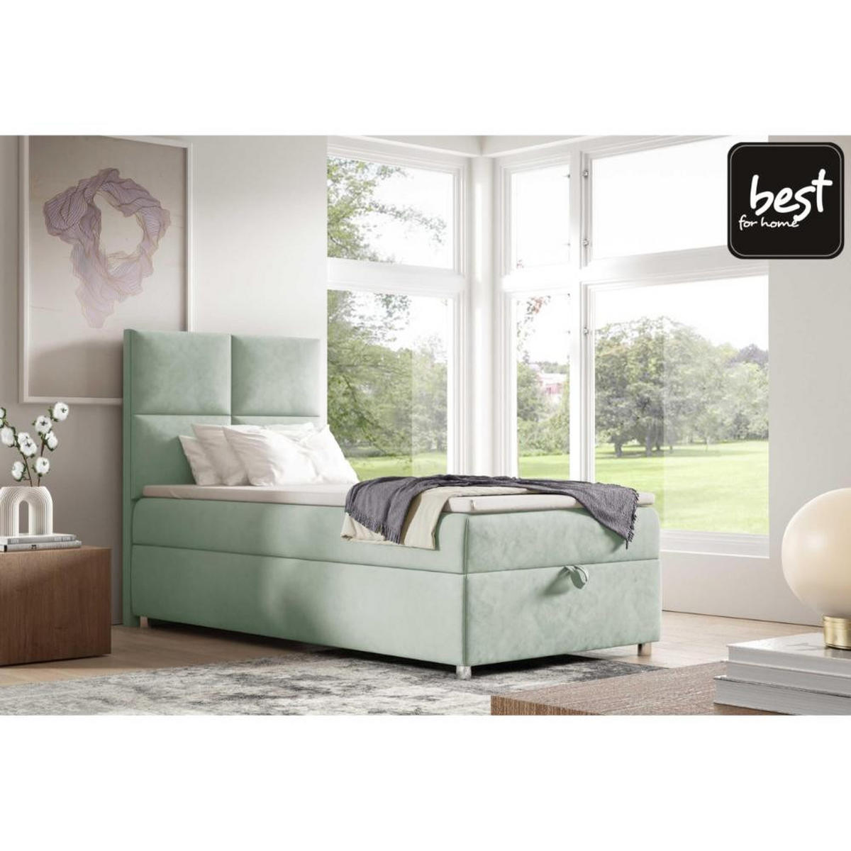 BOXBETT mit Bettkasten Trinity K2-SINGLE Bonellfederkern inkl - Mintgrün, Holz/Holzwerkstoff (70/200cm) - Best For Home