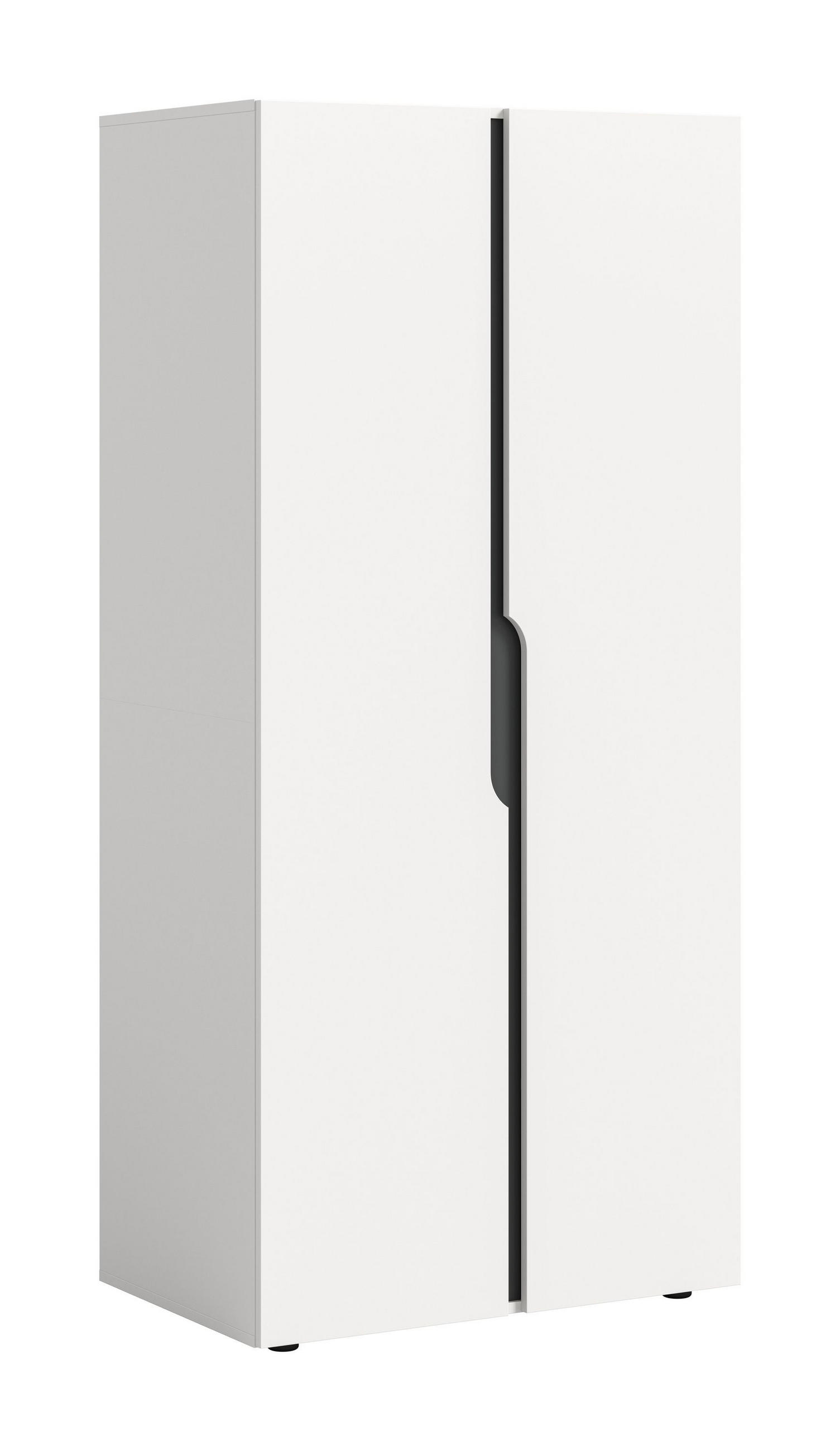 KLEIDERSCHRANK 2-türig ANGA (B/H/T: ca. 80/180/51 cm) in weiß/weiß - Weiß, Holzwerkstoff (80/180/51cm)
