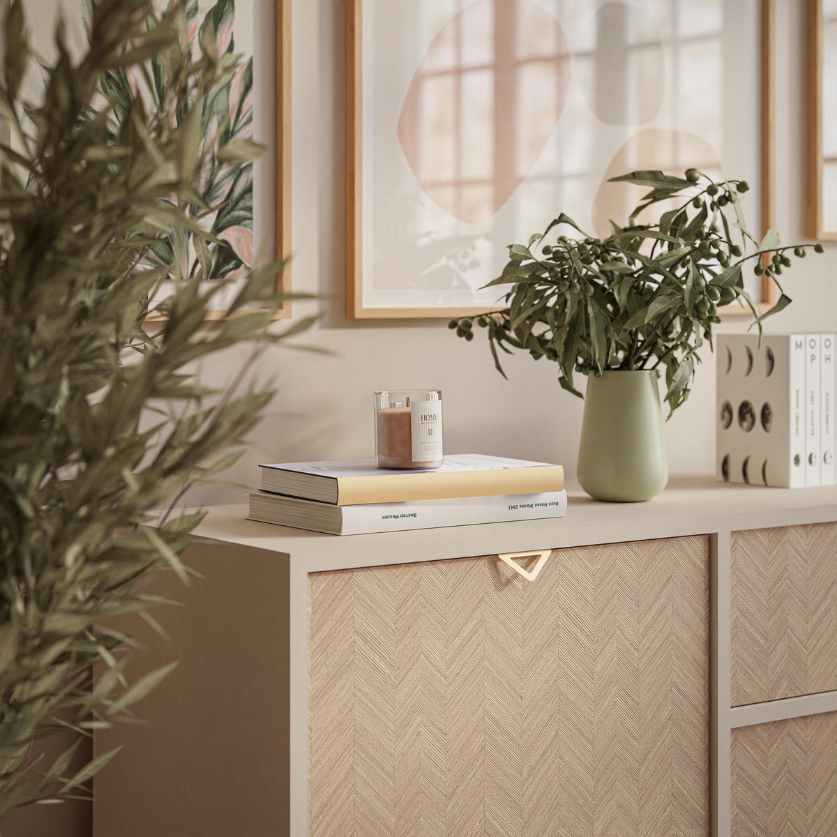 KOMMODE ALOE KSZD106 mit Schubladen Sandbeige - Beige, Holzwerkstoff (106/80/38cm) - Lookway