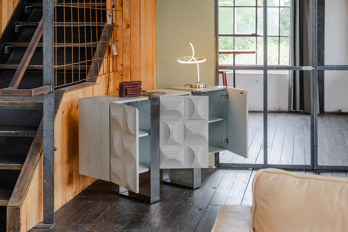 SIDEBOARD MARGO Grau Holz - Grau, Holz/Metall (140/85/40cm) - KAWOLA